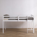 Elevated Cross Bracing Straight Ladder Twin Pine Wooden Bed White - Image 17