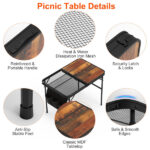 Foldable Camping Table Collapsible Picnic Aluminum Alloy Grill Stand 66LBS Max Load Height Adjustable BBQ Table with Adjustable Height Storage Net 35.43x23.62x26in - Image 9