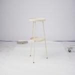 Patio Small Side Table, Round 2 Tier End Table, Metal Round Coffee Table for Indoor Outdoor, Cream White - Image 9