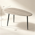 Gray Stylish Irregular Shape Coffee Table, Heavy-Duty Metal Base Oval Sofa Side Table, Multifunctional Decor Center Table for Home Living Room - Image 3