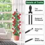 2 Packs Garden Obelisk Trellis 5.9FT Plants Tower for Climbing Plants Flower Vegetable Vine Support Rustproof Garden Plant Trellis Black(No shipments on weekends) - Image 5