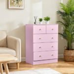 25.98"*15.75"*35.83"(L*W*H) 4-Tier 5-Drawer Cabinet Drawer Dresser with Gold Handles Macaron Pink - Image 10