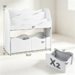 3-Tier Kids Bookshelf Toy Storage Organizer with 2 Rolling Drawers, Rounded Corner Anti-Tipping Toddler Bookcase Engineered Wood for Playroom Bedroom Nursery Classroom - White - Image 2