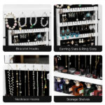Simple PVC Wood Grain Coating Photo Storage Damp-proof Jewelry Mirror Cabinet White - Image 15
