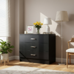 3-Drawer P2 Particleboard Bedside Table with Melamine Finish Drawer Cabinet Lockers 25.98*12.99*22.05in White =61558050