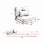 Beige Convertible Floor Sofa Bed – No Assembly Required Folding Upholstered Couch, Adjustable Backrest Floor Chair - Image 3