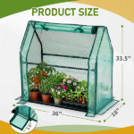 Mini Greenhouse with PE Cover, Indoor Outdoor Plant Gardening Green House for Garden Backyard, 36*18*33in, Green - Image 2
