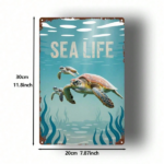 CIFbuy 1pc 2D Metal Sea Turtle Wall Decor, 8x12 Inch Marine Life Tin Sign, Square Iron Hanging Art Poster For Home Bar Cafe Room Decora TikTok, TikTok, Square Self-pickup Logiopics - Image 2