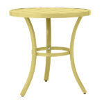 Outdoor Round Side Table, Small Metal Table Patio End Table Coffee Bistro Table for Indoor Outdoor, Light Yellow