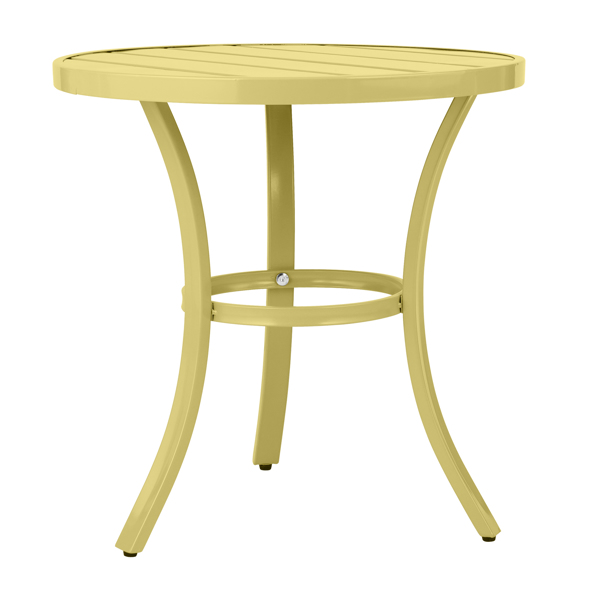 Outdoor Round Side Table, Small Metal Table Patio End Table Coffee Bistro Table for Indoor Outdoor, Light Yellow