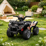 Black 6V Battery-Powered Kids ATV: Sturdy 4-Wheel Quad Ride-On Toy with Bright LED Headlights for Toddlers - Image 7