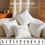 Elevate your comfort with this set of two 22-inch white pillow inserts. Filled with high-density polyester fiber, they maintain their plump shape for long-lasting support. The generous size provides enhanced comfort for sofa lounging or bed reading. Sold without covers for flexible styling options t - Image 6