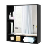 2 in 1 Mirrored Bathroom Wall Cabinet, Space-Saving Medicine Cabinet with Hidden Storage & Shelves - Black - Image 5