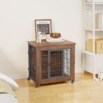 27.2" Dog Crate Furniture with Wheels for Small Dogs, Heavy Duty Dog Kennel Indoor with 2 Doors, Wooden Pet Cage End Table, Double-Doors Sturdy Metal Dog Cage for Anxiety Dog - Image 5