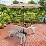 Same Code 44641025 136*85.5*67cm 50kg Aluminum Alloy Table And Chair One Piece Camping One Piece Table And Chair Wood Grain Color - Image 26