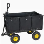 3-in-1 Oversized Steel Garden Cart , 880lbs Pullable Mesh Metal Garden Cart, All-Terrain Utility Cart with Removable Liner & Side Panels & Mesh Tray for Outdoor Lawn, Patio and Landscaping, Black - Image 13