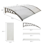 Same Code 52463595 HT-200 x 100 Household Application Door & Window Rain Cover Eaves Canopy Silver & Gray Bracket - Image 9
