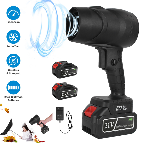 130000RPM Cordless Mini Blower, 1000W Powerful Motor with Turbo Tech (550g Wind Pressure/600g Blowing Force), 64mm Air Output for Heavy Debris Cleaning