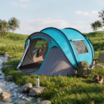 4 Person Pop Up Tent for Camping, Waterproof Instant Family Tent with Front Awning, Automatic Tent Throw Pop Up Instant Flip Pop Tent for Camping, Blue - Image 12