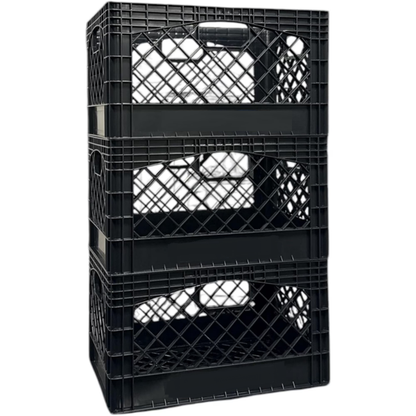 24QT 3 Pack Milk Crate Black (Shipment from Walmart)