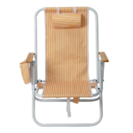 4-Position Adjustable Backpack Beach Chair, Foldable Rustproof Aluminum Frame Lounge Chair with Wooden Armrest, Side Storage Pockets & Detachable Pillow, 24"×22"×37" Outdoor Patio Camping Lawn Chair Holds up to 265 LBS, Orange White Vertical Stripe - Image 2
