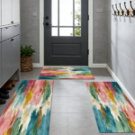 Three-piece kitchen rug set, non-slip and washable, abstract pattern kitchen hallway rug, soft and comfortable, suitable for sinks, floors, entrances, hallways and bathrooms. - Image 11