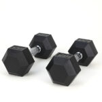 20LB (2piece)HDRS Rubber Coated Solid Cast Iron Dumbbell with Contoured Chrome Handle, Hexagon Head Support for self-pickup face sheet, daily face sheet submission deadline 16:00 - Image 2