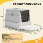 Stainless Steel Cat Litter Box, Covered Extra Large Cat Litter Box Enclosure, Metal Kitty Litter Boxes with Lid, Litter Scoop, and Filter Pedal, Anti-Leakage, Non-Stick, Easy to Clean - Image 10