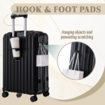 20"/24"/28" 3 pcs/set in ABS Spinner Wheel Luggage, Carry on Suitcase, with Cup Holder & USB Port & Phone Holder (Black) - Image 22