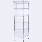 6-Layer Chrome Plated Polygonal Corner Shelf with 2" PP Wheels 680*680*1800 Silver - Image 4