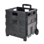 Collapsible Utility Cart, Plastic, Black, 16.5" x 14.5" x 15.75"