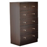 Brown particleboard with a textured melamine finish, 66*40*111cm, 4+2 drawer cabinet, matte gold handles - Image 10
