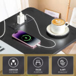 Black Wood Grain P2 15MM Particle Board with Melamine Coating Adjustable Computer Desk with 3 USB + 2 AC Outlets - Image 14