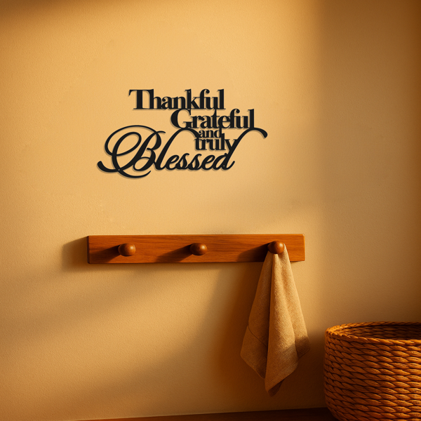 CIFbuy™ Elegant "Thankful Grateful Blessed" Metal Art - Inspirational Wall Decor for Home Office Bedroom Living Room, Sentimental Gift with Motiva(TikTok/temu self-pickup orders)