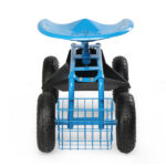 Rolling Garden Work Seat with Wheels, Gardening Stool for Planting, Garden Scooter with 360 Degree Swivel Seat & Steering Handle & Tool Tray, Blue - Image 3