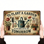 CIFbuy Vintage | 8x12 Inch 1PC 2D Flat Iron Metal Sign, Rustic Gardening Tools Pattern Wall Art Decor With Plant A Garden Believe In To TikTok, TikTok, n To Self-pickup Logiopics - Image 2