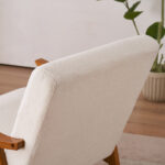 Solid Wood Armrest Teddy Velvet Simple Single Indoor Lounge Chair Backrest Creamy-White - Image 33