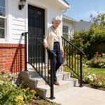 [Same Code 11384510 73142795]Artisasset Matte Black Outdoor 3 Level Iron Handrail - Image 22