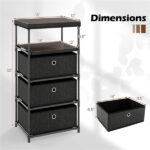 3-Drawer Fabric Storage Cabinet - Removable Foldable Drawers, Industrial Wood Top, Metal Frame with Anti-Tipping Kits (Rustic Brown/Black) - Image 4