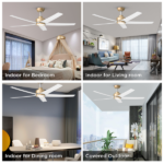 52 inch Ceiling Fans with Lights, Large Air Volume Ceiling Fans with Reversible Quiet DC Motor and Remote, 5D-W5, 5X-W5[Unable ship on weekends, TK/TEMU only for pickup, only TX10643 warehouse supports GOFO] - Image 8