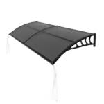 Awning for Door Entrance with Drainage Sink, 40x80 Inch Window Canopy Exterior, UV Rain Snow Protection for House Porch Patio Deck, Black Bracket & Brown Board - Image 3