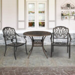 Set of 2 Cast Aluminum Patio Dining Chairs, Stackable Outdoor Bistro Chairs with Armrests for Balcony Backyard Garden Deck, Antique Bronze (Without Cushions) - Image 10