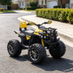 Yellow 12V Kids Electric ATV – Recharging Ride-on Quad with Realistic Headlights & Wide Traction Wheels - Image 6