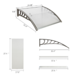 Same Code 43523055 HT-100 x 96cm Household Application Door & Window Rain Cover Eaves Gray Holder - Image 10
