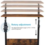 Rolling Desk Adjustable Height Mobile Side Table with Wheels Retro P2 Chipboard Steel 31.5x15.7in - Image 5