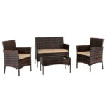 2pcs Arm Chairs 1pc Love Seat & Tempered Glass Coffee Table Rattan Sofa Set Brown Gradient SAME AS 45313116 - Image 27
