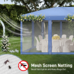 Same Code 24768999 10x20 ft Blue Pop Up Canopy Tent, Instant Folding Shelter with 6 Mesh Panels, 2 Doors & 4 Mesh Windows, 28/22mm Powder Coated Iron Legs, 10x20mm Reinforced Crossbar, 210D Oxford Fabric Outdoor Foldable Canopy with Carry Bag, Without Sandbags - Image 11