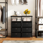 3-Drawer Fabric Storage Cabinet - Removable Foldable Drawers, Industrial Wood Top, Metal Frame with Anti-Tipping Kits (Rustic Brown/Black) - Image 11