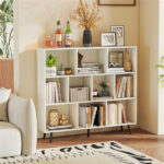 10 Cube Bookcase 3-Tier Modern Storage Organizer with 5 Metal Legs Bookshelves - Image 4