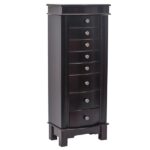 Jewelry Armoire with Mirror, 8 Drawers & 16 Necklace Hooks, 2 Side Swing Doors(Brown) - Image 4